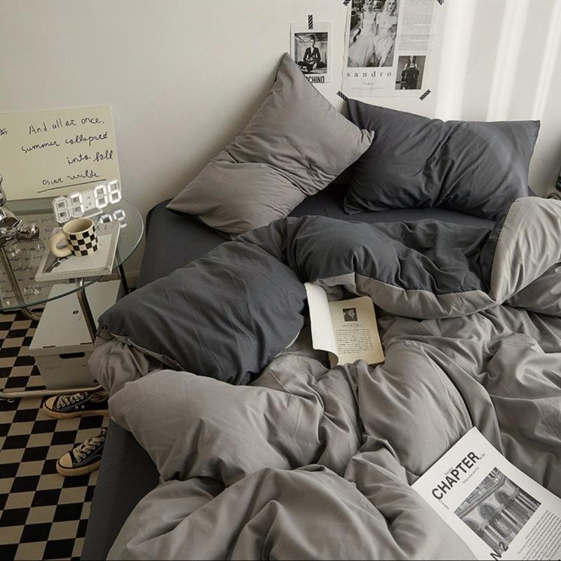 Modern Minimalist Solid Color Bedding Set Single Person Duvet Cover in Student Dormitory Four Seasons General Large Size Double Bedsheets Home Textile