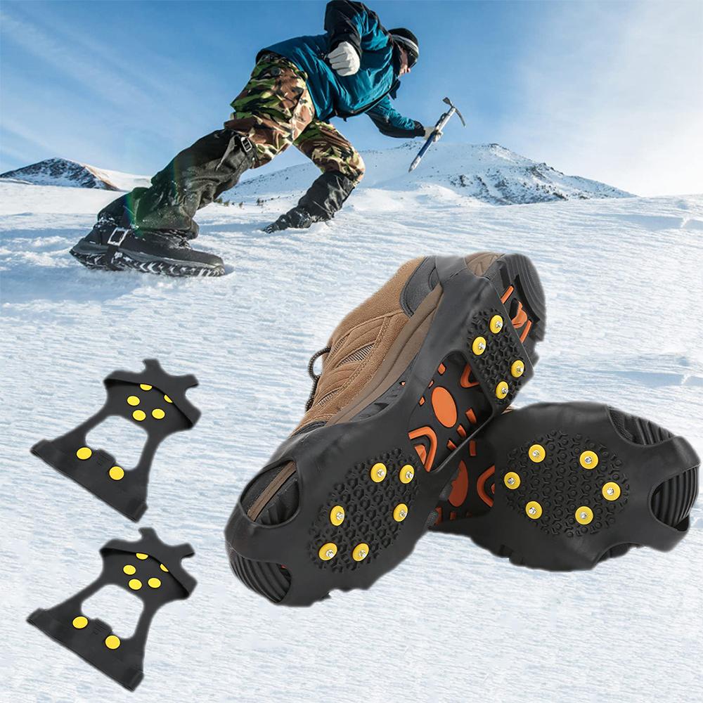 

Ice Snow Grips Traction Studs Shoe Cover Crampons with 10 Teeth Crampons for Outdoor Snow Climbing Non-Slip Shoe Studs S
