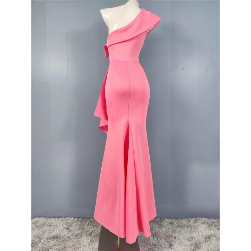 Export Banquet Party Elegant and Personalized Fashion One-Shoulder Butterfly Elegant Elegant Waist-Tight Slim Looking Space Cotton Dress