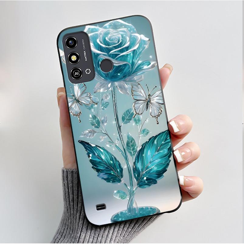 Case For ZTE Blade A53 BladeA53 Pro Casing Luxury Fashion Butterfly Flowers Black Soft TPU Silicone Protective Cover Phone Shell