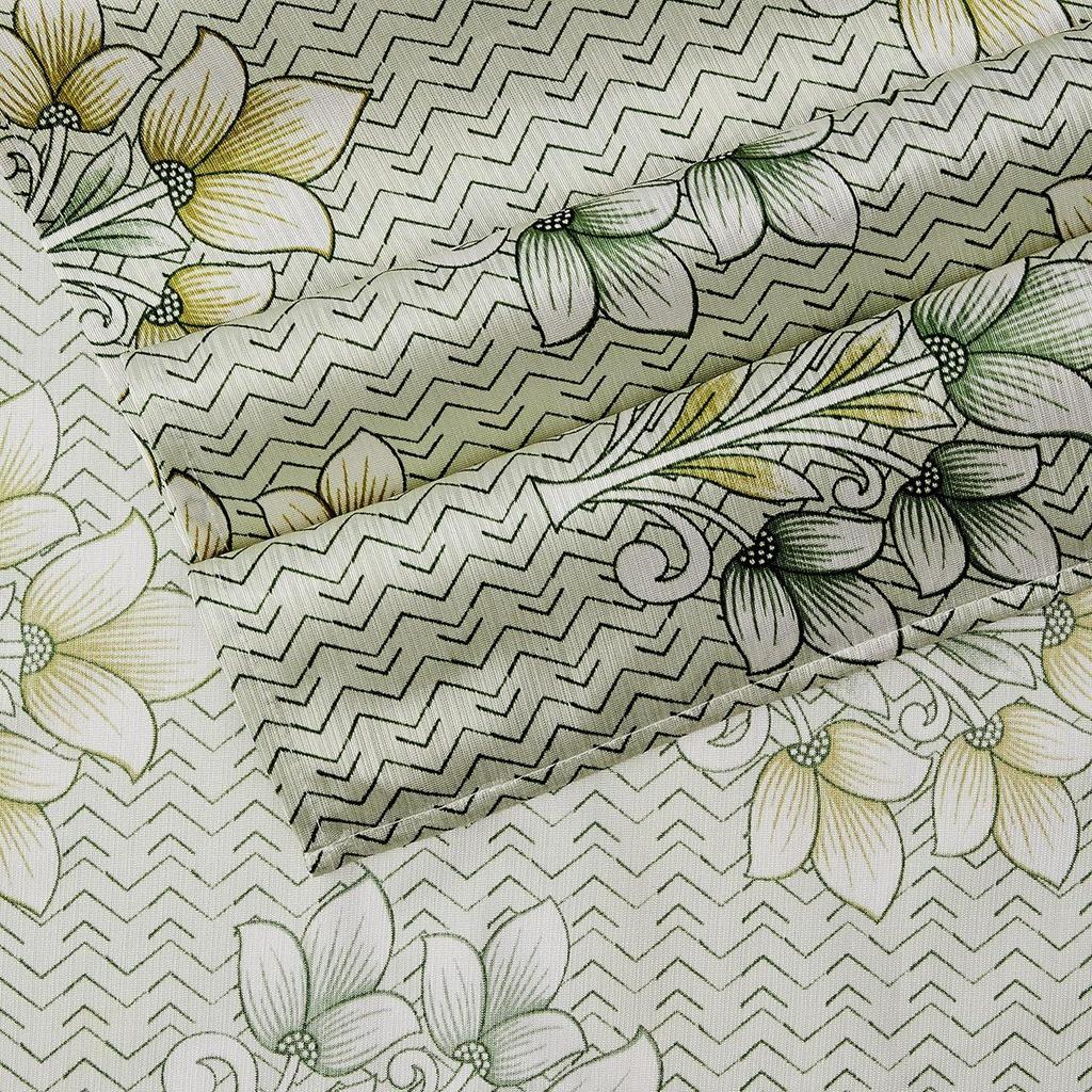 Pack of 2 Polyester Floral Damask Print Window Curtain Regular Print 135 GSM , Green