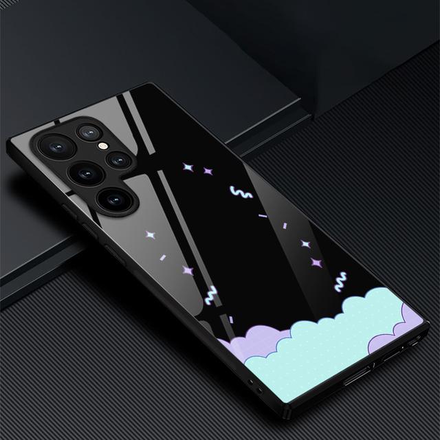 

Чехол для телефона Samsung Galaxy S22 Plus Ultra, милые стеклянные чехлы с героями мультфильмов для Galaxy S20 Fe S21ultra S23plus S21fe, черный чехол из ТПУ For Samsung S22