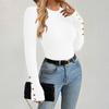 Women's Solid-color Round Collar Fashionable Knitted Sweater