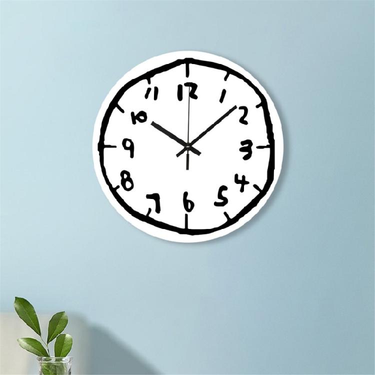 Acrylic Wall Clock with Artistic Graffitis Number Hanging Clock for Classroom or Studio