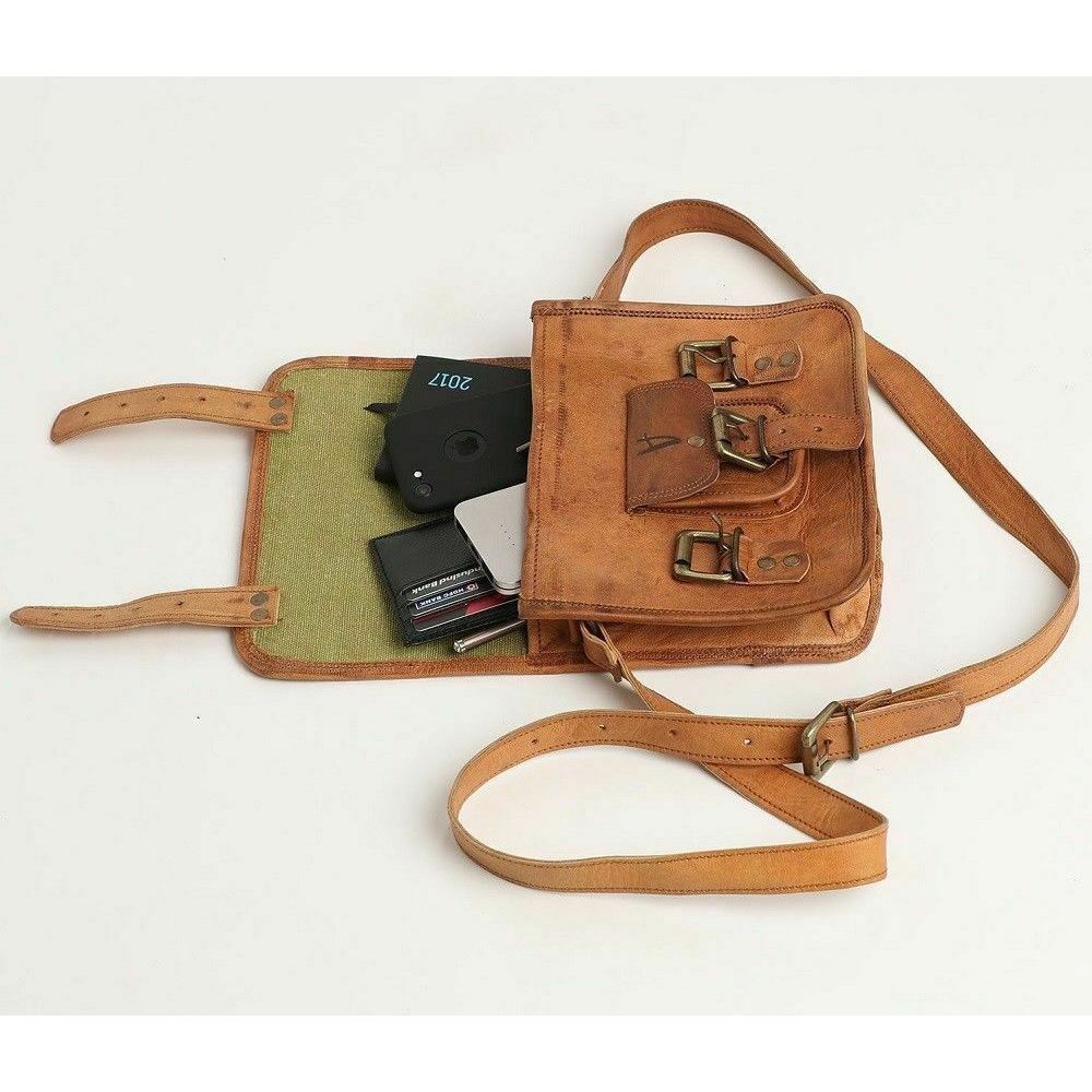 Męska nowa, prawdziwa kozia skóra w stylu vintage, brązowa, mała torba na ramię na iPada