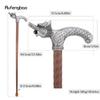 Silver Dragon Wooden Single Joint Fashion Walking Stick Decorative Cospaly Cane Halloween Mace Crutch  Wand Crosier 95cm