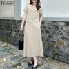 ZANZEA Women Short Sleeve Blouse and Long Skirts Summer Two Piece Suit Sets
