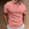 Men's Casual Polo Shirt Ribbed Solid Color Versatile T-shirt Top