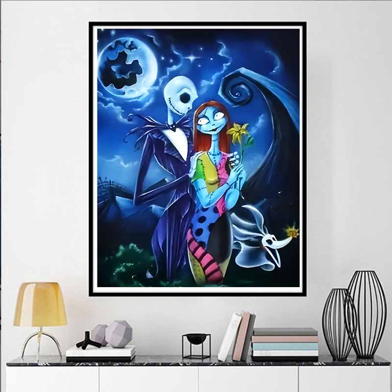 Disney Diamond Painting 5D Jack and Sally Gothic Romantic Illustration Cartoon Movie Cross Stitch Embroidery Handmade Gift Home Decor