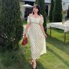 Large size women's Hepburn style polka dot dress 2026 summer waist thin elegant long skirt 254771