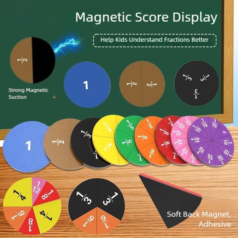 Fraction Manipulatives Magnetic Math Fraction Demonstrator Set for Interactive Teaching and Easy Storage in Education