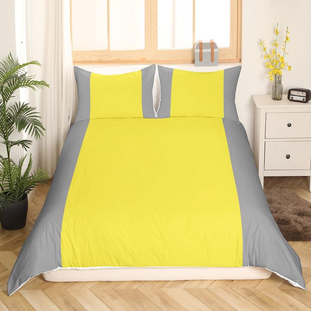 Yellow And Grey Themed Duvet Cover Sets Queen Lightweight Down Quilt Covers Bedroom Decor Abstract Art Bedspread Covers No Quilt