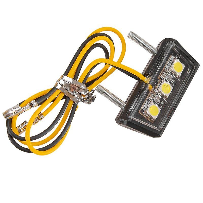 2Pcs White 3LED Motorcycle Motorbikes License Plate Light Mini Rear Tail Number Tag Lamp