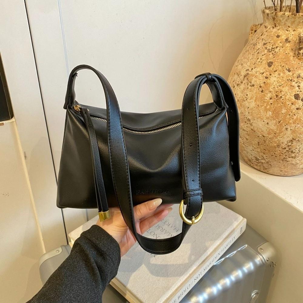 Fashion PU Leather Women Crossbody Bag Casual Retro Underarm Bag Versatile Large Capacity Dumpling Bag Daily Use