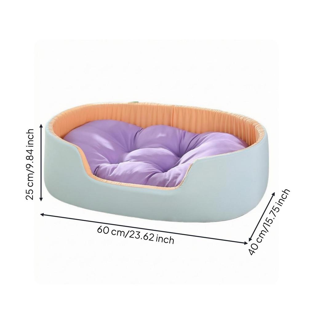 Pet Bed with Removable Pad Soft Semi-Enclosed Nest Calming for Dogs