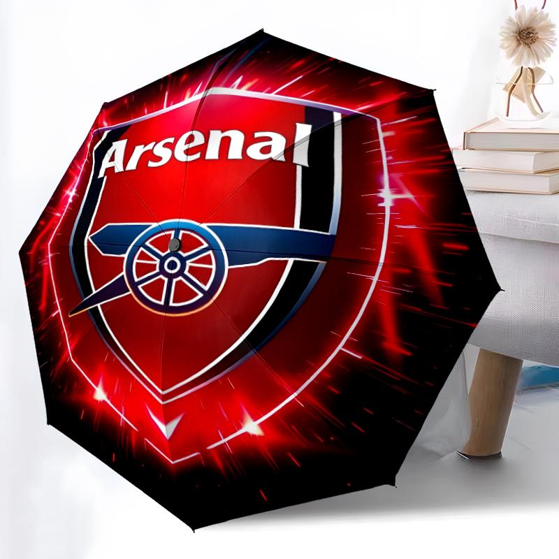 1pc Sturdy 8-Bone Auto Umbrella, Arsenal Umbrella, Digital Printed, Foldable Umbrella for On-the-Go Outdoor Use