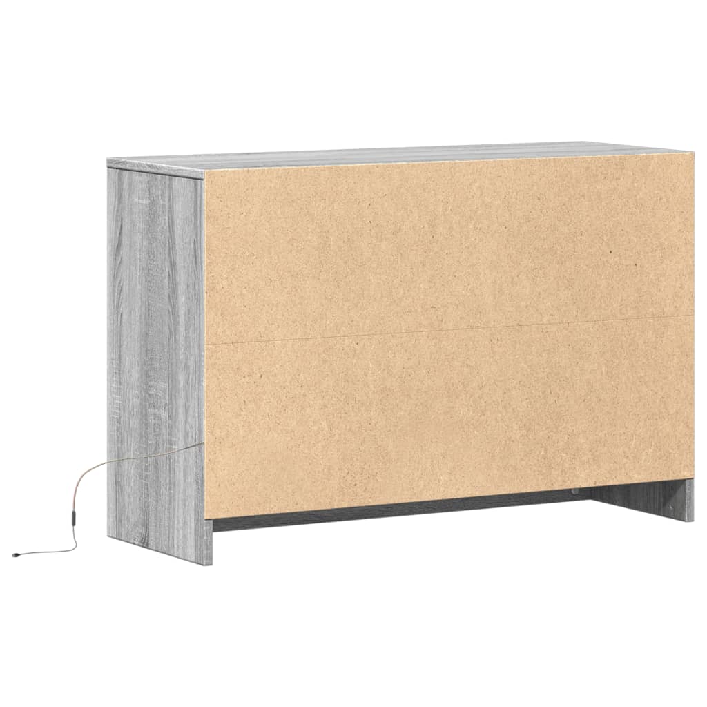 TV Stand with LED Lighting Gray Sonoma 91 x 34 x 61 cm