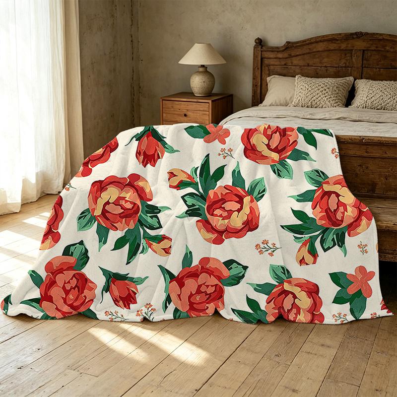 Year-Round Flannel Throw Blanket Thick Warm, Soft, Vibrant Perfect for Home, Guest Room, Single Use, Christmas & Halloween Decor
