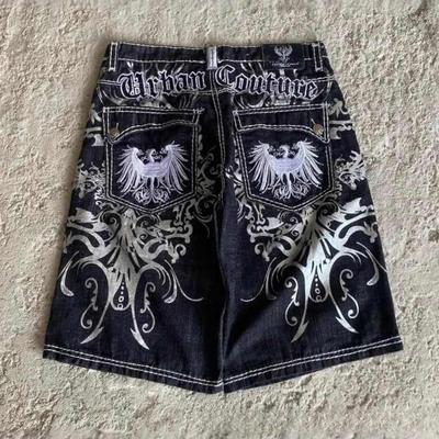 LUXEON Y2K Nueva Moda Americana Patrón Bordado de Letras Pantalones Cortos de Mezclilla Holgados Mujer Calle Vintage Hip Hop Pantalones Cortos Casuales Ropa de Mujer