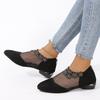 Rhinestone Sandals Women's Mesh Shoes Medium Heel Low Heel Flat Bottom Bag Head Single Shoes Women's Breathable Women's Shoes