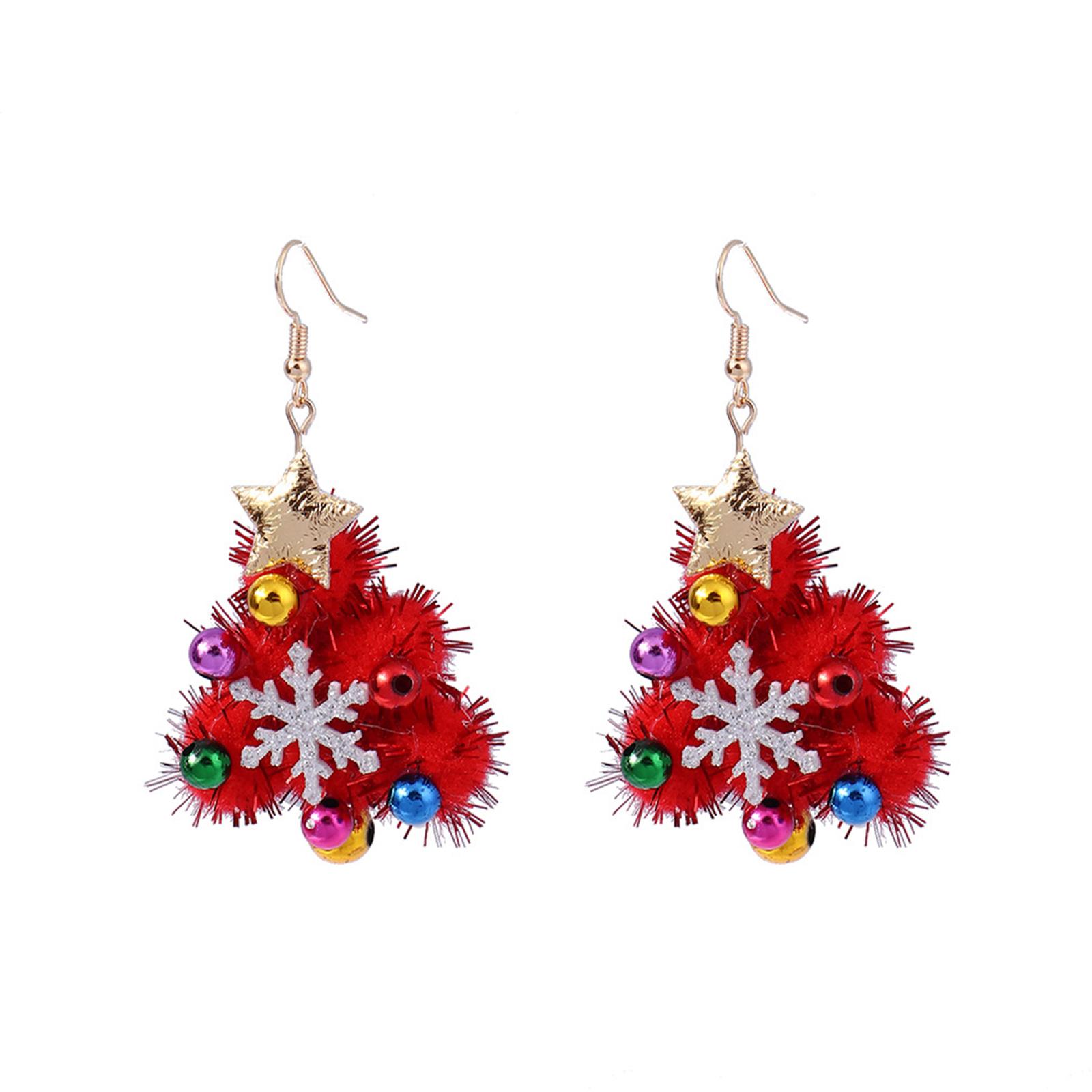 

Women Unique Charm Dangle Earrings Felt Christmas Tree Pendant Earrings New Year Jewelry Handmade Drop Dangle Earring червоний
