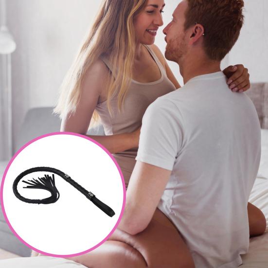 BDSM Long Whip with Fringe SM Discipline Toy for Sensation Play Roleplay Ergonomic Handle Discreet Adult Sex Tool for Couples' Exploration
