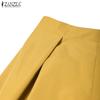 ZANZEA Womens Summer Casual Solid Color A-Line Skirts