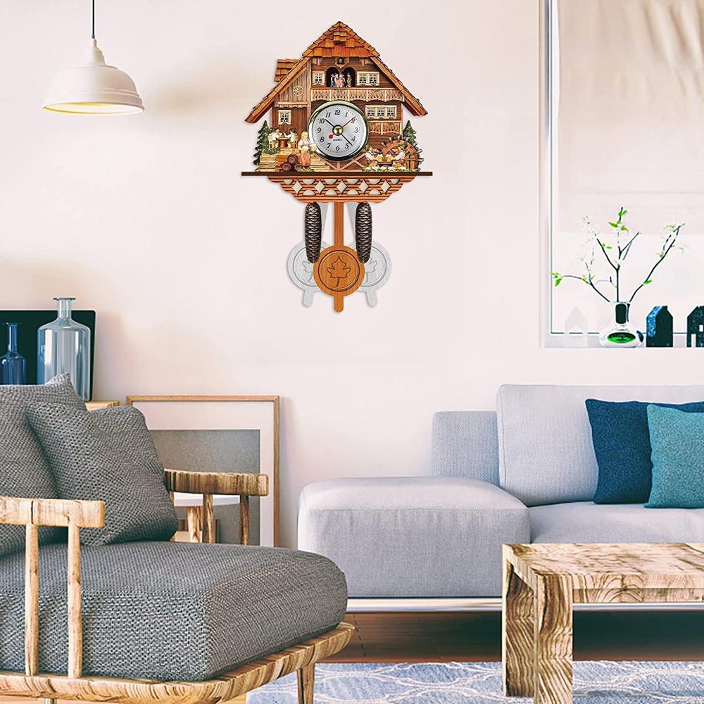 Home Decor Handcraft Retro Wooden Cuckoo Clocks Quartz Wall Clock