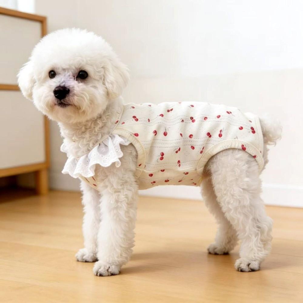 Bow Print Dog T-Shirt Breathable Summer Pet Vest Fashion Dog Pajamas  Spring Summer Season