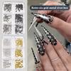 6 Grids 3D Mini Punk Metal Nail Studs Mix Size Silver Gold Black Nail Art Charms Alloy Rivets Stick Cone Diy Crafts Decoration