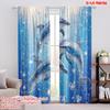 2pcs,2D Plane Printing Window Curtain Sparkling Dolphins Versatile 100% Polyester (without Rod) Home Decor for Living Room &