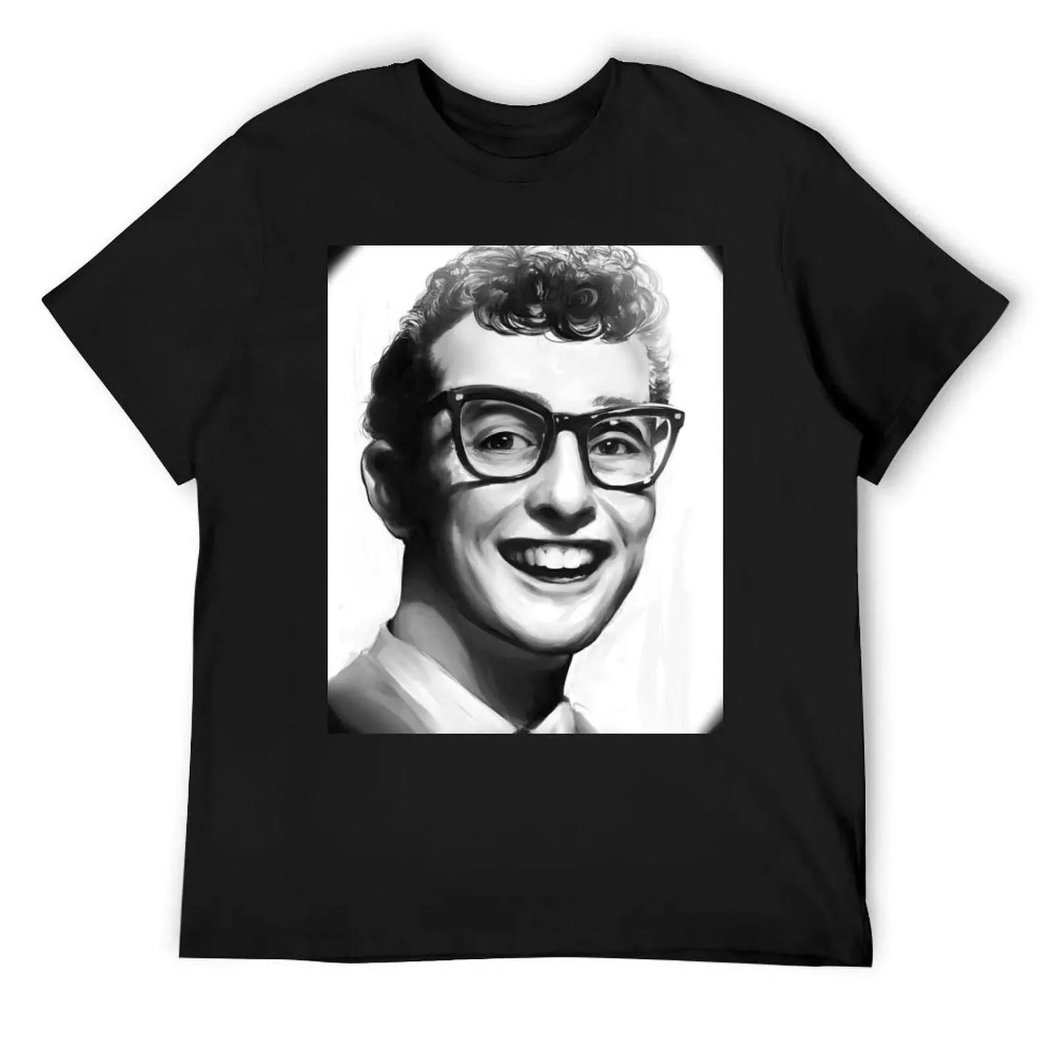 

Buddy Holly Portrait T-Shirt animal prinfor boys customizeds baggy shirts funny t shirts for men XXXXXL чорний