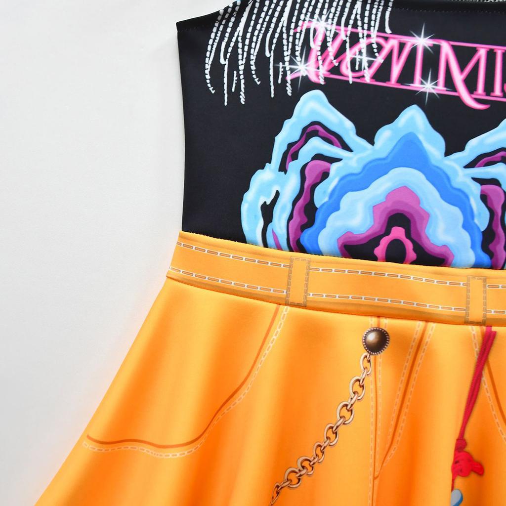 Children's Fashion Printed Denim Top And Short Skirt Set