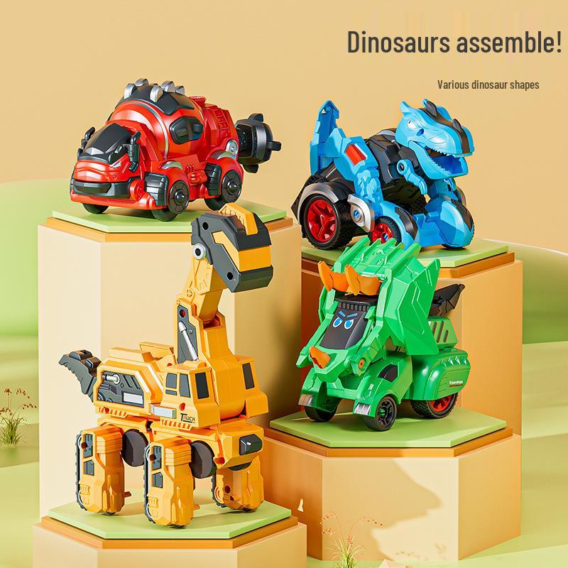 Transforming Dinosaur Inertial Toy Car: Plastic Engineering Vehicle for Kids