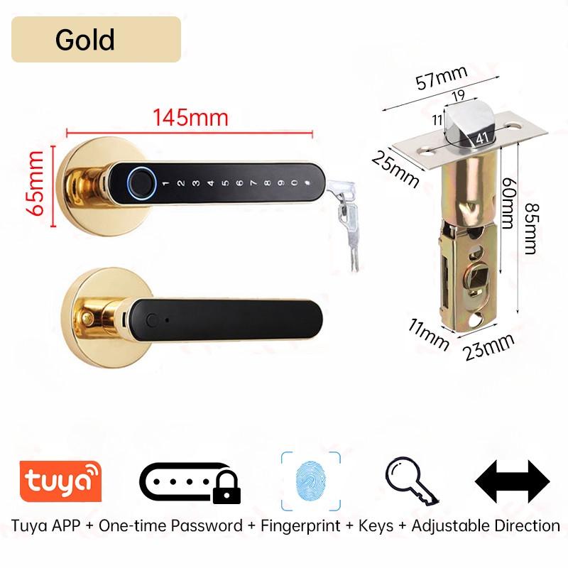 Bedroom Zinc Alloy Door Lock Handle Set Biometric Security Door Lock Smart Fingerprint Keyless Electronic Digital Lock