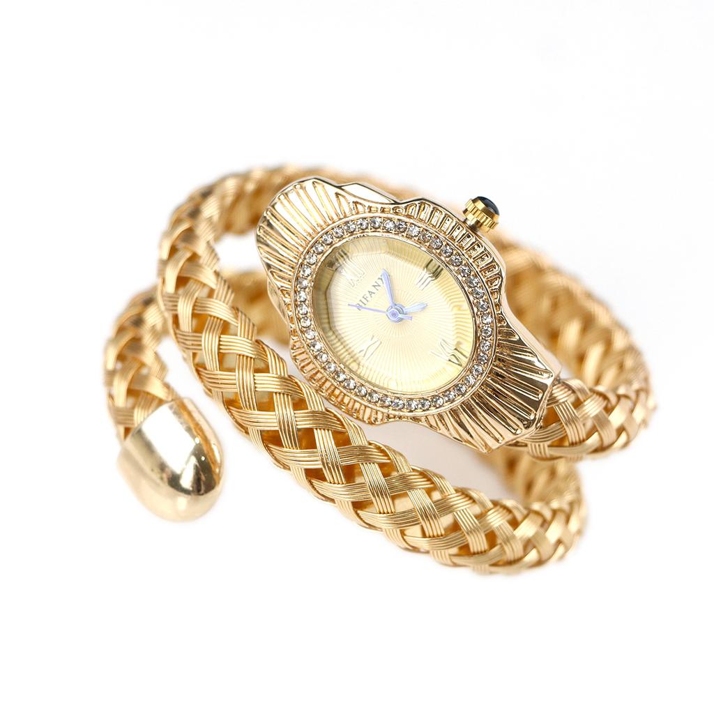 Women Quartz Watch Unique Snake Shape Bracelet Watches Wire Braided Wristwtatch