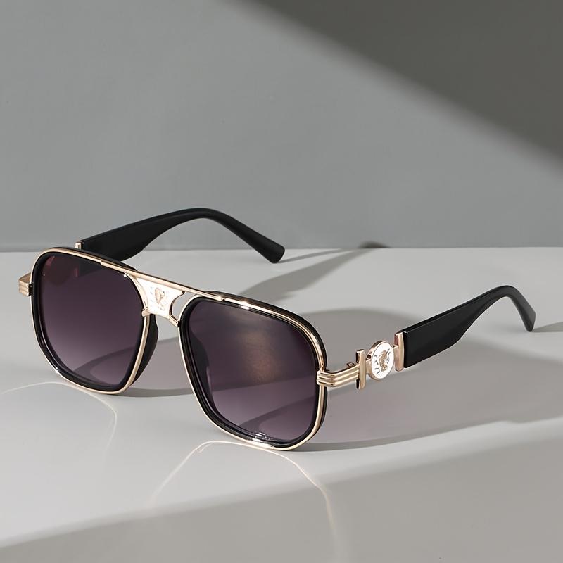 Fashion Super Large Retro Gradient Color Metal Double Bridge Sunglasses, with Snake Head Decoration, Futureist Y2K Style