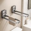 Carbon Steel Suction Cup Towel Rack, Damage-Free No Drill Folding Hanger with Easy Installation for Bathroom