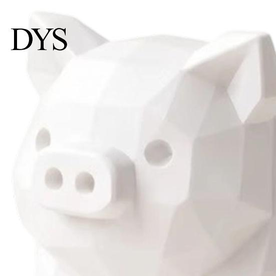 Customizable White Pig Figure 3D Printed Piglet Figurine, Geometric Low Poly Piggy Statue, Durable DIY Painting Art Craft PLA Modern Desktop Ornament