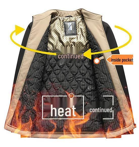 Mid-aged Men's Cotton Jacket for Autumn and Winter - Thick Casual Business Outerwear for Middle-aged and Elderly