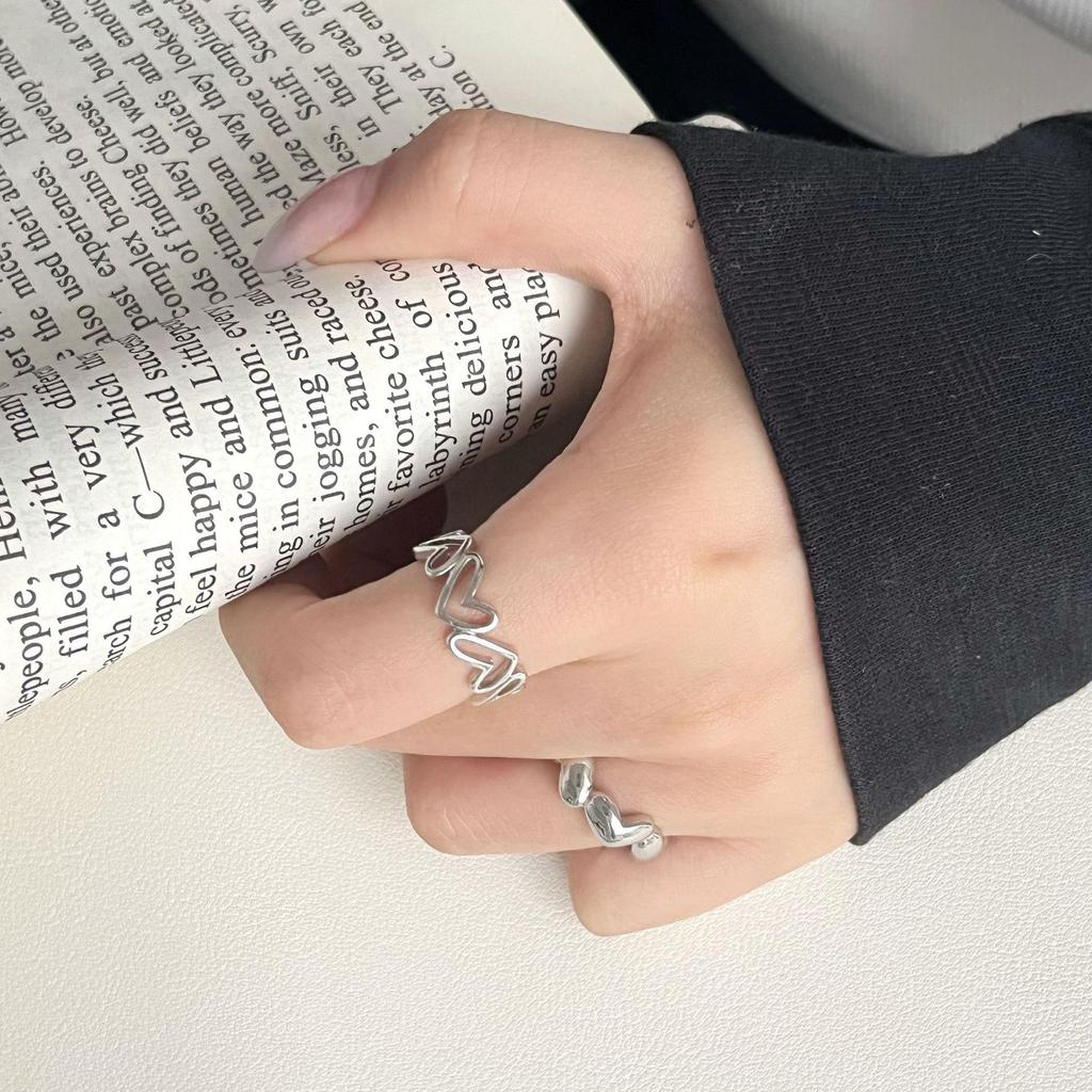 Geometric Open-Heart Ring: Women's Trendy Japanese-Korean Light Luxury Style