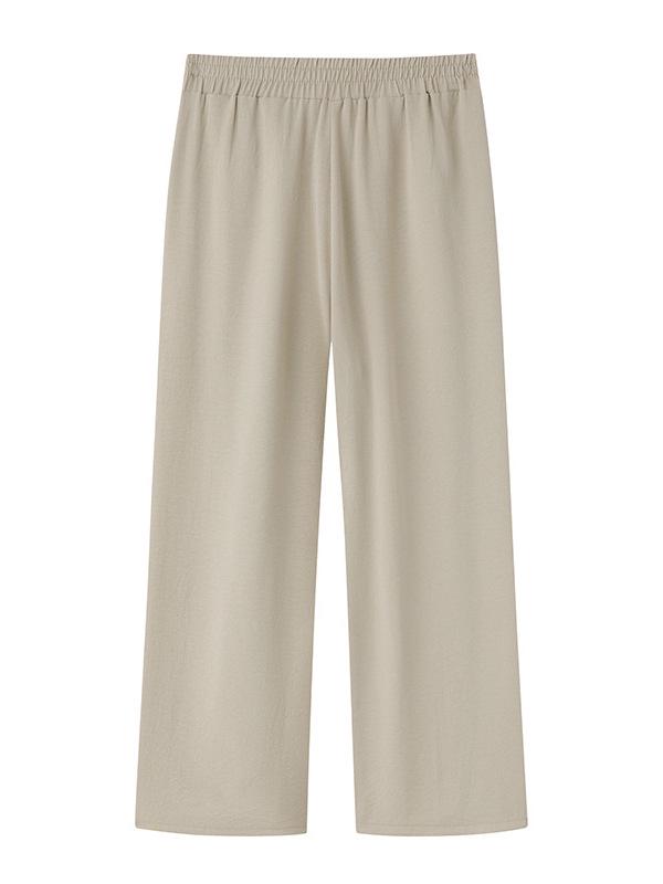 Mom's Summer 2026 Ice Silk High-Waisted Cropped Wide-Leg Pants for Women - Thin, Casual, Chinese Style.