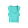 Women's Square Neck Sleeveless Crop Tank Top Slim Fit Solid Basic Camisole Shirt