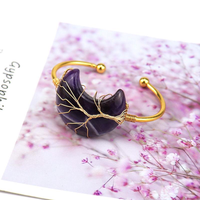 Handmade Winding Tree Of Life Natural Stone Moon Bracelet Lucky Tree Moon Bracelet B03