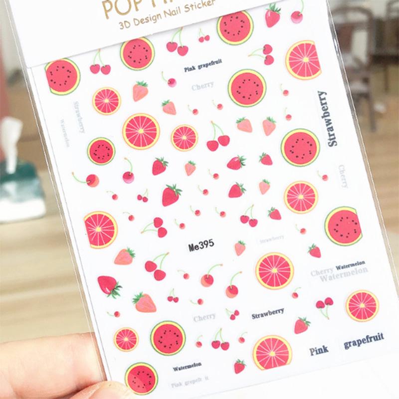 Children's Cute Nail Sticker Summer Fruits Design Cartoon Self-adhesive Waterproof Nail Art DIY Sticker for Kids Gift