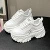 White Black Chunky Sneakers Women Spring Autumn Thick Bottom Shoes Woman's Fashion PU Leather Platform Sneakers Ladies Lace-up