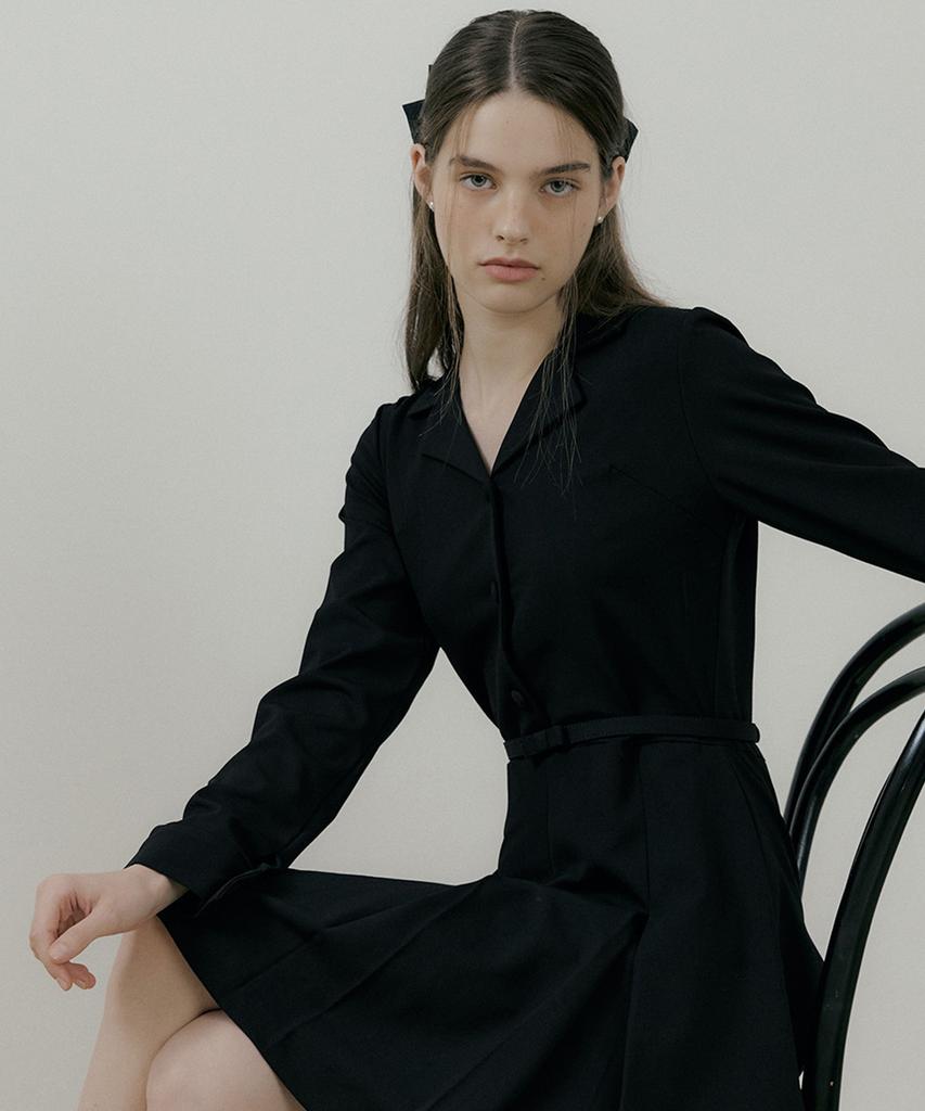 Riorg Rie Collar Pleats Mini Ops Black