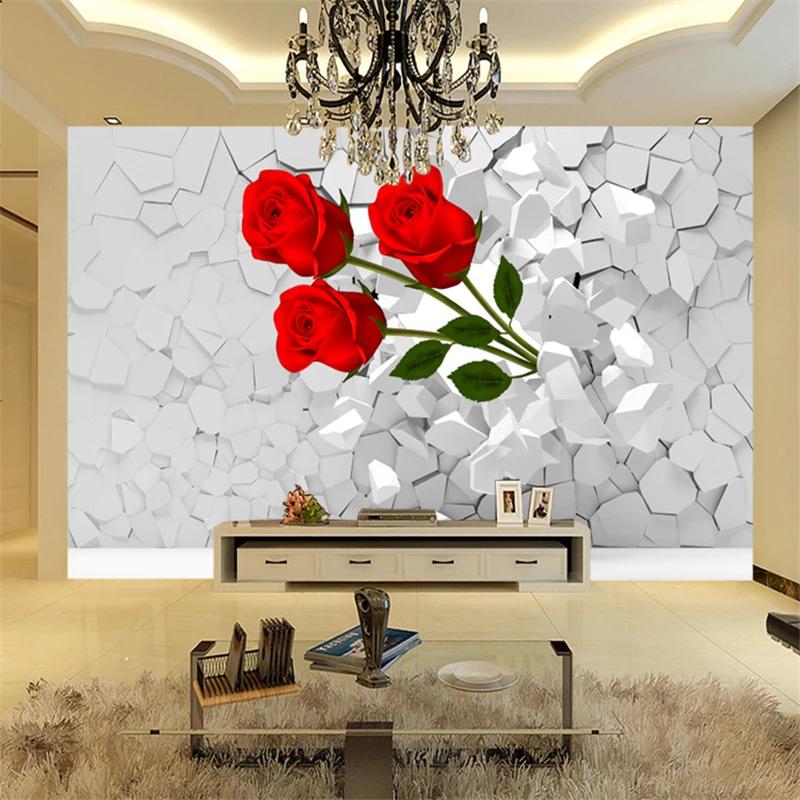 Picturi murale moderne trandafir stereo 3D perete spart studiu sufragerie dormitor tapet