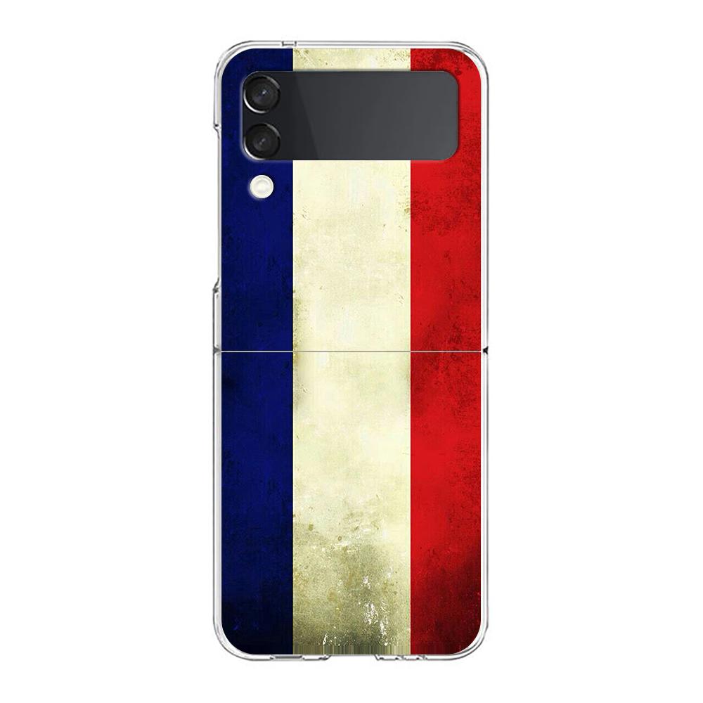France Flag Soccer Paris Phone Case For Samsung Galaxy Z Flip 3 4 5 Hard Folding PC Shell For Samsung Z Flip3 Clear Back Cover