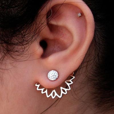 1 Pair Women Silver Small Earring Wavy Leaf Shaped Stud Earrings Fashion Earrings